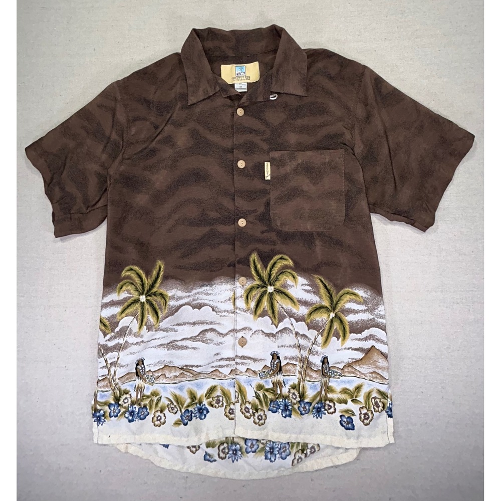 Vintage COCONUT PIER Men's Medium Hawaiian Shirt Loop Collar Aloha Camp Top